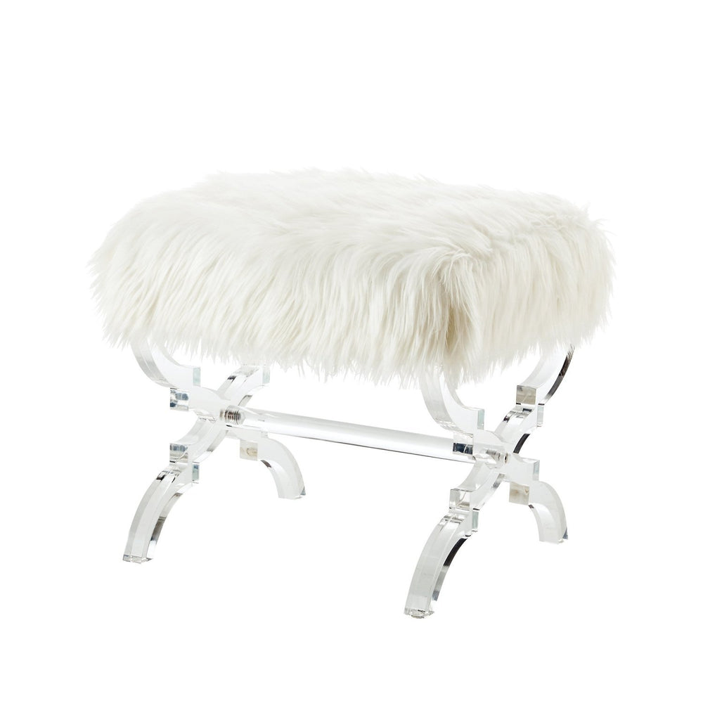 Ottoman - Giselle Faux Fur X-Leg Ottoman